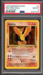 Moltres Holo 1st Edtion PSA 8 - 12/62 - Fossil 1999, Hobby en Vrije tijd, Verzamelkaartspellen | Pokémon, Verzenden, Zo goed als nieuw