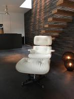 Vitra Lounge Chair + Ottoman Notenhout leder Snow NIEUW, Ophalen, Nieuw, Metaal, High-end Furniture
