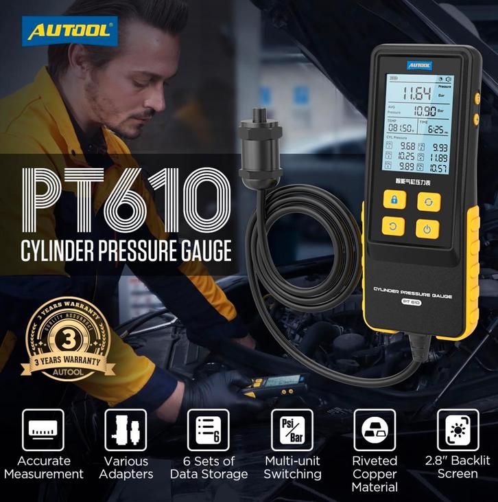 Manomètre de pression cylindre AUTOOL PT610 pour automobiles, Autos : Divers, Outils de voiture, Neuf, Enlèvement ou Envoi