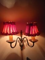 Vintage wandlamp met 2 kapjes, Ophalen of Verzenden, Stof