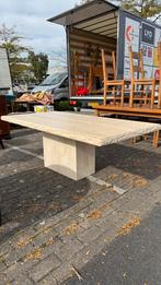Koopje! Vintage rechthoekige travertin tafel, Huis en Inrichting, Ophalen, Overige materialen, Vintage, 200 cm of meer