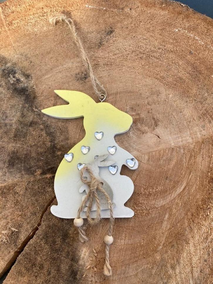 HANGERS HOUT GELE HAAS NIEUW, Divers, Pâques, Neuf, Enlèvement ou Envoi