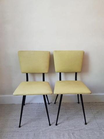 Paire de chaises métalliques rétro - 1950 - jaune