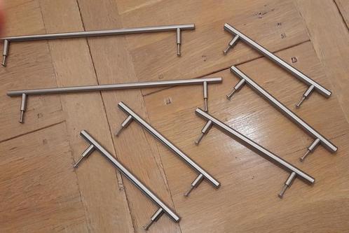 Rvs (inox) deurgrepen keukenkast 5+2 stuks, Doe-het-zelf en Bouw, Hang- en Sluitwerk, Gebruikt, Klink of Kruk, Inox, Ophalen of Verzenden