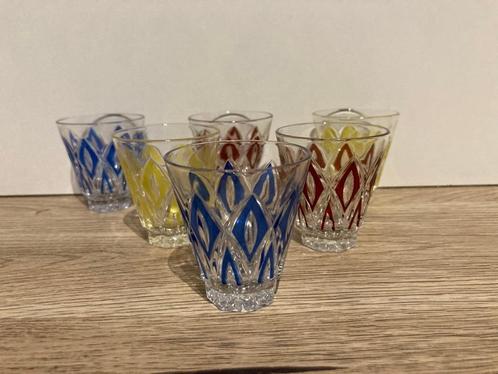 6 vintage glazen druppelglazen uit de jaren 70 van Reims, Antiek en Kunst, Antiek | Glaswerk en Kristal, Ophalen of Verzenden