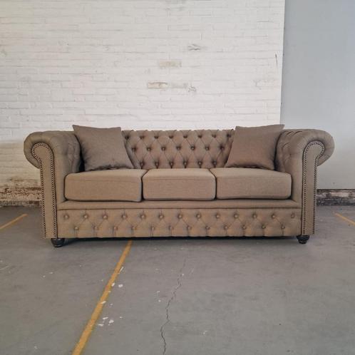Chesterfield Bank Bahama Taupebruin (3-zits), Antiek en Kunst, Antiek | Meubels | Stoelen en Sofa's, Ophalen