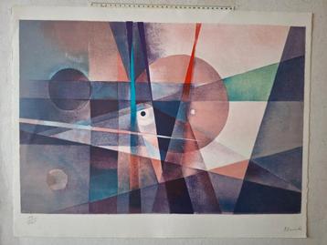 Fraaie litho van Armand Vereecke "Abstracte compositie " beschikbaar voor biedingen