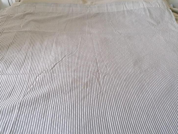 Rideaux voile rayé gris et blanc, Huis en Inrichting, Stoffering | Gordijnen en Lamellen, Zo goed als nieuw, 200 cm of meer, 100 tot 150 cm