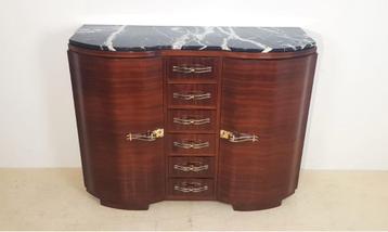 Frans Art Deco Rosewood Dressoir met Marmeren Blad ca. 1930