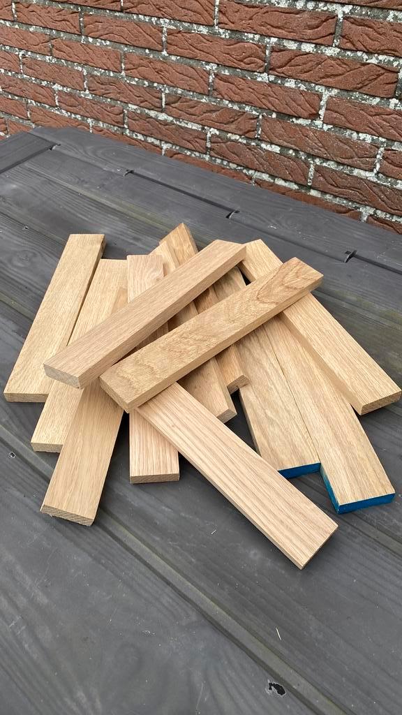 Massief eiken geschaafde plankjes, Doe-het-zelf en Bouw, Hout en Planken, Zo goed als nieuw, Eiken, Ophalen