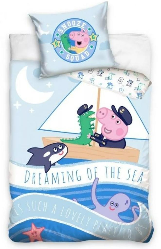 Peppa Pig Baby Dekbedovertrek 100 x 135 cm - George Sailing, Kinderen en Baby's, Kinderkamer | Beddengoed, Nieuw, Dekbedovertrek