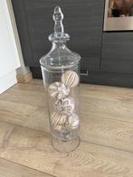 Glazen stolp met houten decoratie bollen, Ophalen, Zo goed als nieuw