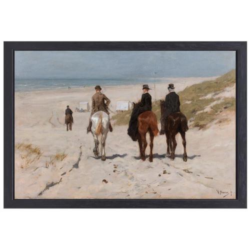 Morgenrit langs het strand - Anton Mauve canvas + baklijst 7, Huis en Inrichting, Woonaccessoires | Schilderijen, Tekeningen en Foto's