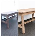 Petite table de ferme en bois rustique, Maison & Meubles, 100 à 150 cm, 25 à 50 cm, Utilisé, Chêne