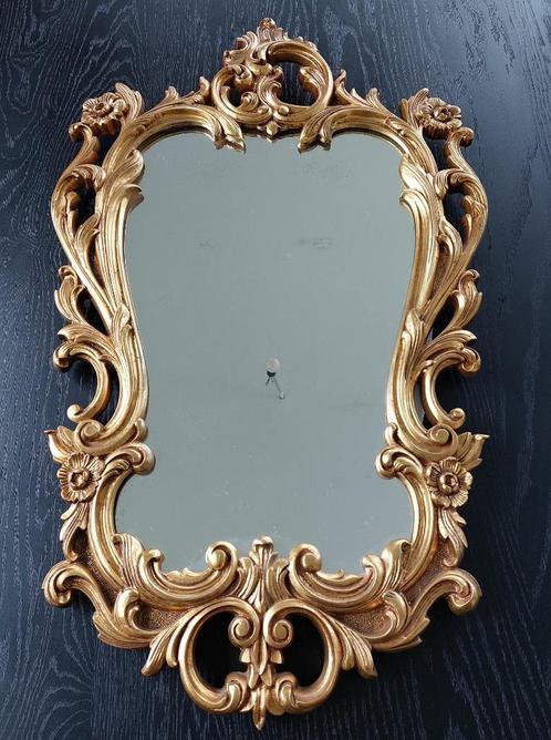 Antieke houten spiegel met plateau  (goede staat), Antiquités & Art, Antiquités | Miroirs, 50 à 100 cm, Moins de 100 cm, Ovale