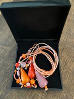 Lange veelkleurige parelketting, Overige materialen, Oranje, Ophalen of Verzenden, Verstelbaar