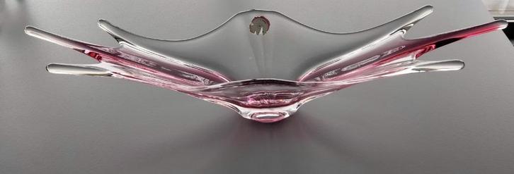 Lange gekleurde schaal van Val St Lambert 68 x 20 cm, Antiek en Kunst, Antiek | Glaswerk en Kristal, Ophalen of Verzenden