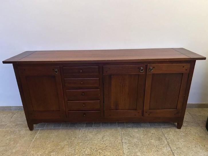 Koloniaal teak dressoir 2 meter breed, Huis en Inrichting, Kasten | Dressoirs, Gebruikt, 150 tot 200 cm, 25 tot 50 cm, Met lade(s)