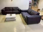 Donkerpaarse leren 2* 2-zitsbank( heel mooi), Huis en Inrichting, Ophalen, Gebruikt, Tweepersoons, Rechte bank