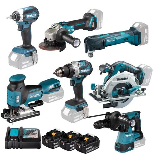 MAKITA 18V LXT draadloze machineset 7-delig in MakPacs (3x 5, Doe-het-zelf en Bouw, Gereedschap | Boormachines, Nieuw, Overige typen