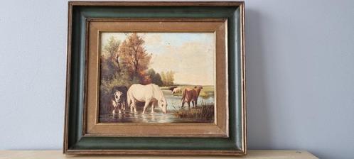 Tableau Vaches et cheval dans un étang, Antiquités & Art, Art | Peinture | Classique, Enlèvement