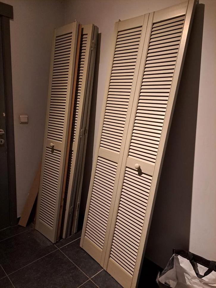 Louvredeuren, Doe-het-zelf en Bouw, Deuren en Vliegenramen, Gebruikt, Overige typen, 200 tot 215 cm, Minder dan 80 cm, Hout, Ophalen
