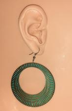 oorbellen hangers cirkels goud en groen, Bijoux, Sacs & Beauté, Boucles d'oreilles, Vert, Autres matériaux, Pendantes, Envoi