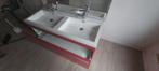 Meuble de salle de bain rouge avec double vasque, Maison & Meubles, Comme neuf, 100 à 150 cm, Enlèvement, Meuble lavabo