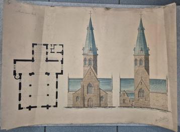 A(r)mand Janssens, 2 kleurenstudies H. Leonarduskerk, Léau beschikbaar voor biedingen