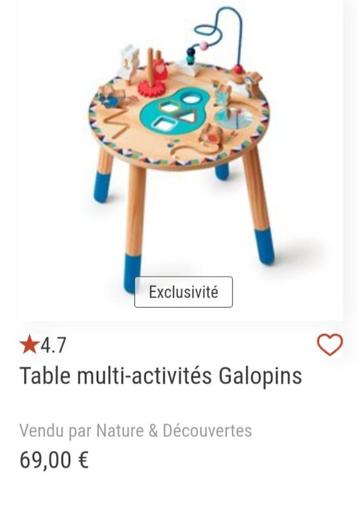 Galopins tafel met meerdere activiteiten (natuur en ontdekki