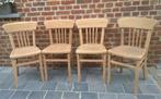 4 opgeknapte authentieke café-stoelen, Maison & Meubles, Chaises, Quatre, Bois, Vintage, Enlèvement