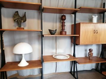 ② Retro jaren 60 roomdivider, wandmeubel, vintage barkast