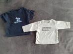 Witte longsleeve en blauw T-shirt van Esprit - Maat 68, Enfants & Bébés, Vêtements de bébé | Taille 68, Comme neuf, Esprit, Garçon