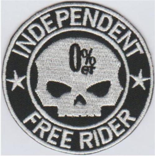 Independent Free Rider 0% stoffen opstrijk patch embleem, Motoren, Accessoires | Stickers, Verzenden