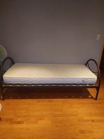 Lit 1 personne complet en métal, Ophalen, 90 cm, Eenpersoons, Zwart