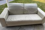 2-zit en 3-zit zetels in lichtgrijs leder genre Natuzzi, Huis en Inrichting, Zetels | Zetels, Ophalen, Strak, Gebruikt, Overige maten