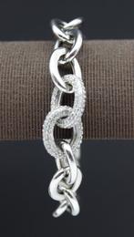 Naiomy Schakelarmband gerhodineerd 925 zilver 20 cm, Gebruikt, Ophalen of Verzenden, Met edelsteen, Zilver