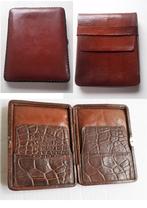 3 vollenerflederen sigaren etuis jaren 1930, Verzamelen, Verzenden, Gebruikt, Tabaksdoos of Verpakking