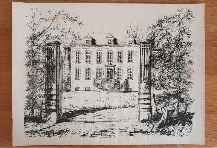 Mechelen: Kasteel Expoel (Hombeek)- Gravure, Antiek en Kunst, Kunst | Tekeningen en Fotografie, Ophalen of Verzenden