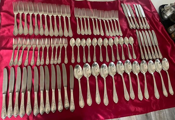 Vintage Zilverenlaag bestekset ‘Silber 100’, Antiek en Kunst, Antiek | Bestek, Ophalen
