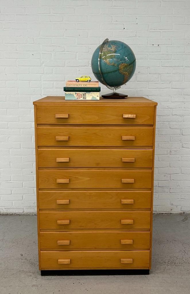 Vintage Schoolkast Papierkast Ladekast, Huis en Inrichting, Kasten | Stellingkasten, Verzenden