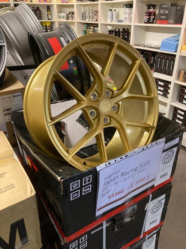 Velgenset Japan Racing SL01 19" 9J ET51 5x112 Gold NIEUW, Auto-onderdelen, Banden en Velgen, Velg(en), 19 inch, Nieuw, Ophalen of Verzenden