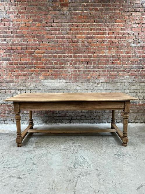 Gebleekte Franse antieke eettafel in massief eikenhout, Huis en Inrichting, Tafels | Eettafels, Ophalen