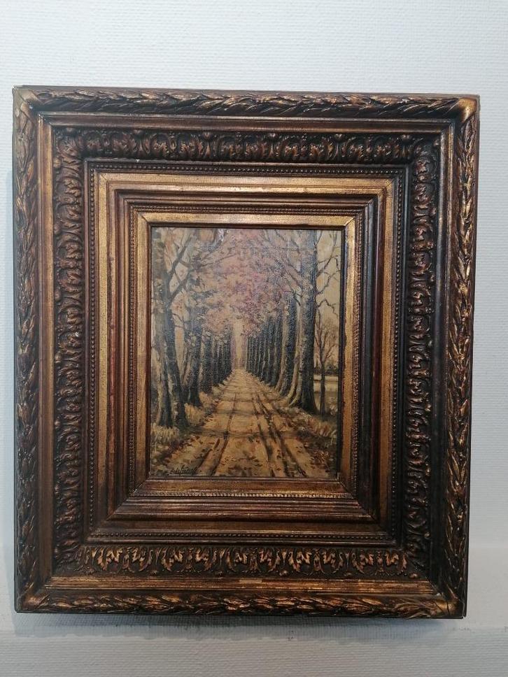 Antiek schilderij op doek, gesigneerd, Antiek en Kunst, Kunst | Schilderijen | Klassiek, Ophalen of Verzenden