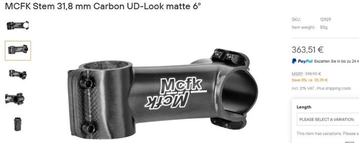 Tige McFK, Vélos & Vélomoteurs, Vélos Pièces, Comme neuf, Général, Enlèvement