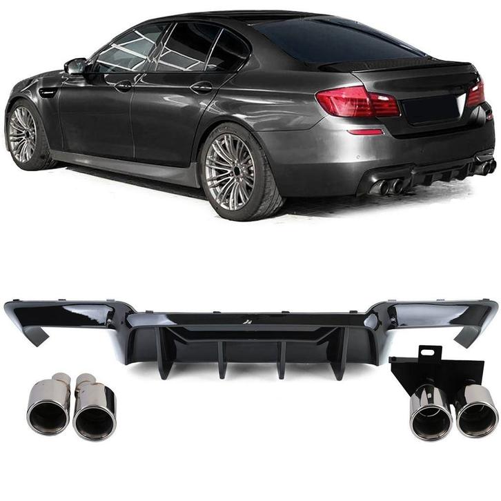 Diffuser Glans Zwart Chrome Sierstuk Voor Bmw 5 Serie F10 F1, Auto diversen, Tuning en Styling, Verzenden