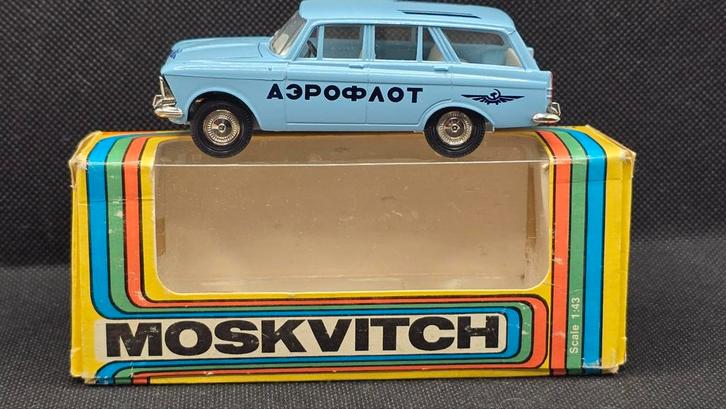 Miniatuur Moskvitch Aeroflot - Gemaakt in de USSR, Hobby en Vrije tijd, Modelauto's | 1:87, Ophalen of Verzenden