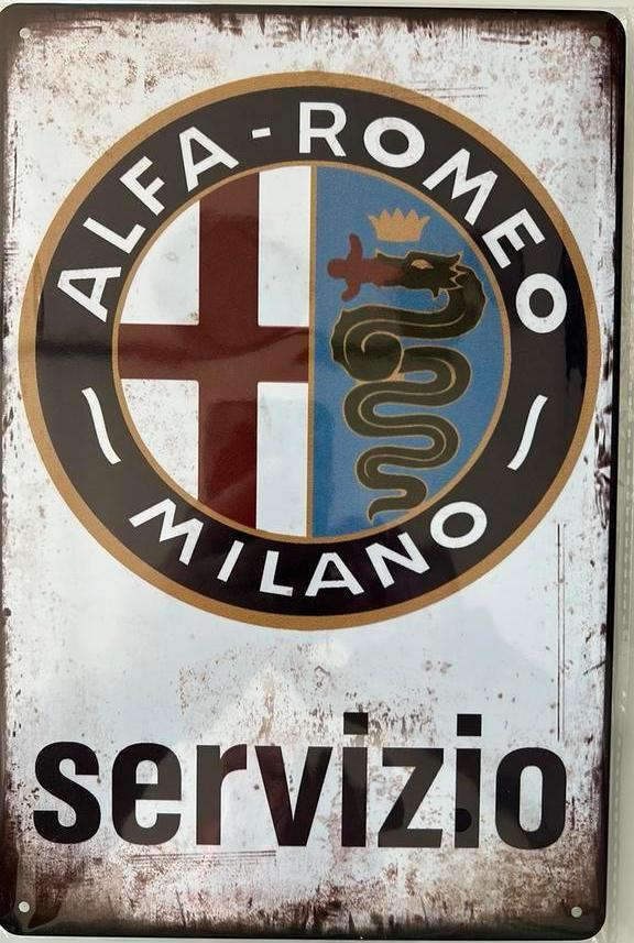 Metalen reclamebord Alfa Romeo 2 retro vintage deco mancave, Verzamelen, Automerken, Motoren en Formule 1, Nieuw, Auto's, Ophalen of Verzenden