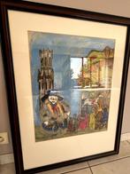 Tekening in kader - Brugge, Huis en Inrichting, Woonaccessoires | Schilderijen, Tekeningen en Foto's, Ophalen, Gebruikt, Tekening