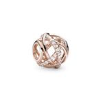 Pandora Nieuwe roségoudeplated bedel met unieke vorm en zirk, Ophalen of Verzenden, Nieuw, Pandora, Met strass